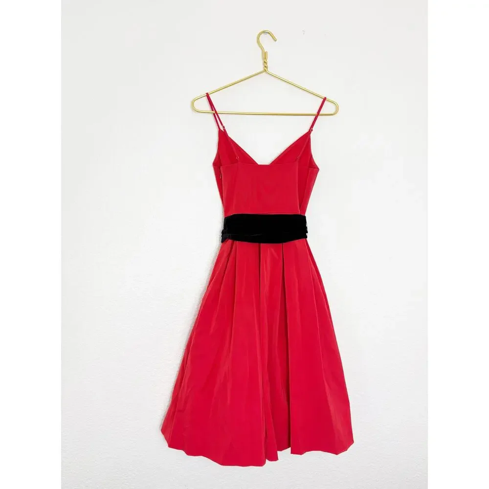 J. crew Red Aline Pleated Cocktail Dress Size 00 Vday Cocktail Wedding